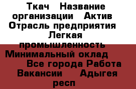 Ткач › Название организации ­ Актив › Отрасль предприятия ­ Легкая промышленность › Минимальный оклад ­ 35 000 - Все города Работа » Вакансии   . Адыгея респ.